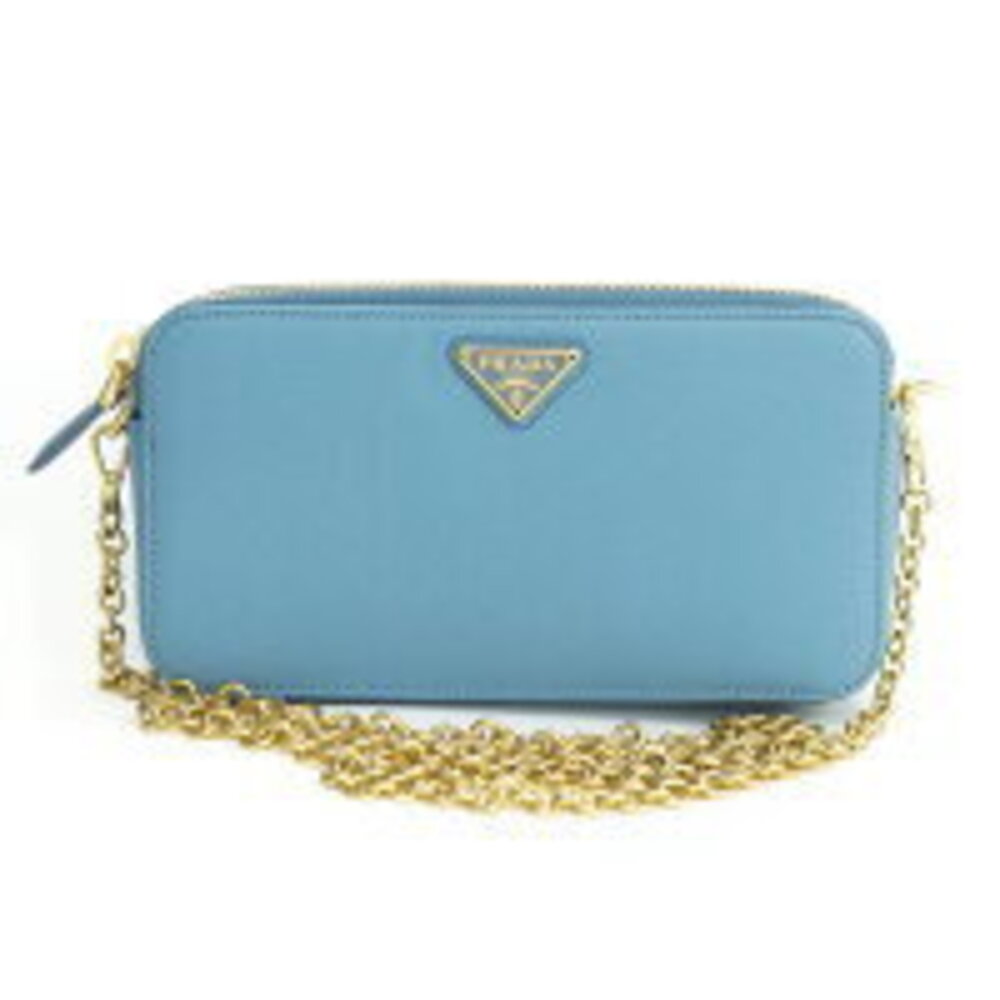 Prada Saffiano Chain Shoulder Bag Smartphone Blue